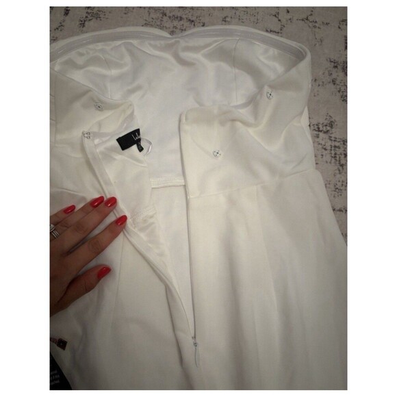 Lulus Fabulous Phenomenon White Strapless Bow Midi Dress Size XL Bridal Zip - Picture 11 of 14
